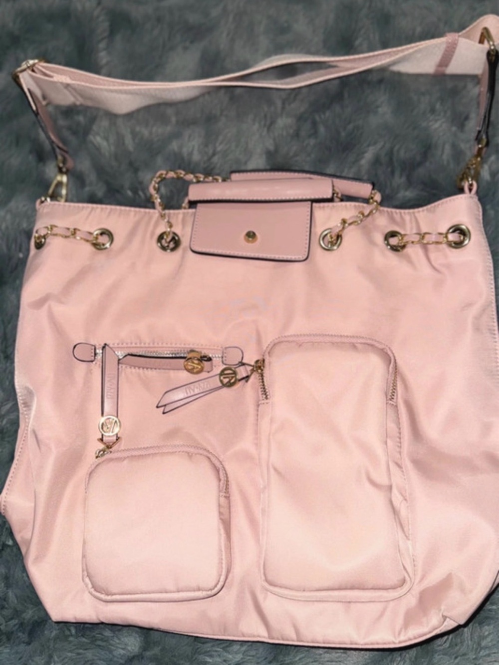 Women's Soft Pink Tote Bag with Gold Hardware